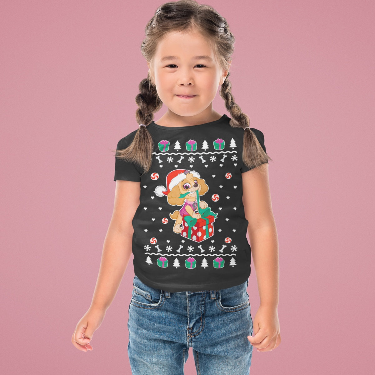 Paw Patrol Ugly Christmas Skye Weihnachtsgeschenk Mädchen T-Shirt