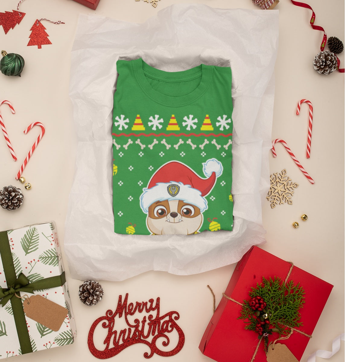 Paw Patrol Ugly Christmas Rubble Weihnachten Kinder Jungen T-Shirt
