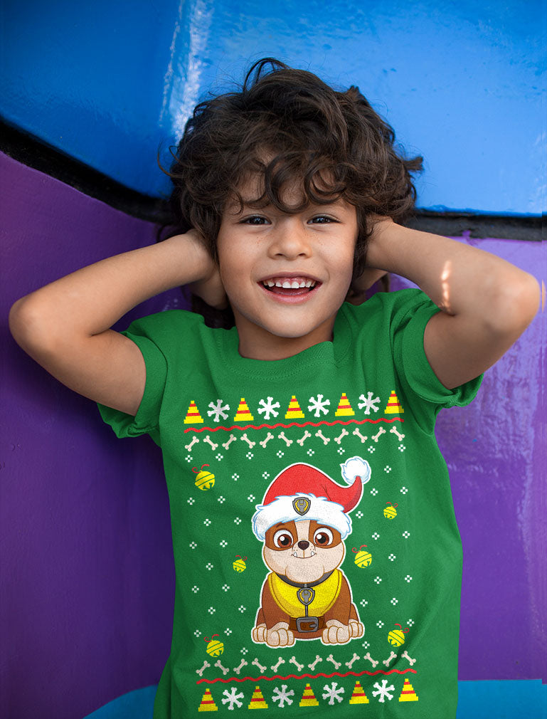 Paw Patrol Ugly Christmas Rubble Weihnachten Kinder Jungen T-Shirt