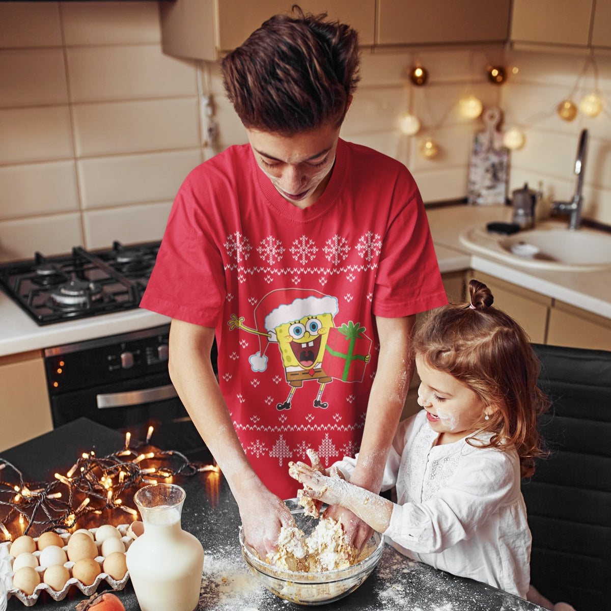 Ugly Christmas Spongebob Squarepants Weihnachtsmann Kinder und Teenager T-Shirt