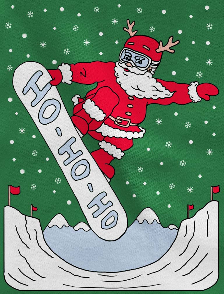 Kids Weihnachtsshirt Santa On A HO HO HO Snowbord Kinder und Teenager T-Shirt