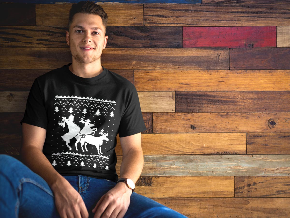 Rentier Dreier - Lustiger Weihnachtspullover Herren T-Shirt