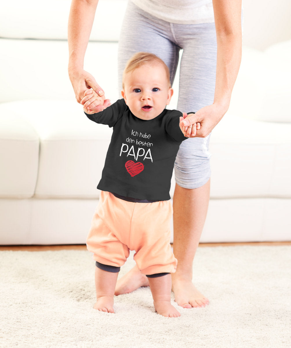 Ich habe den besten Papa mit Herz Unisex Baby Langarmshirt Gr. 66-93