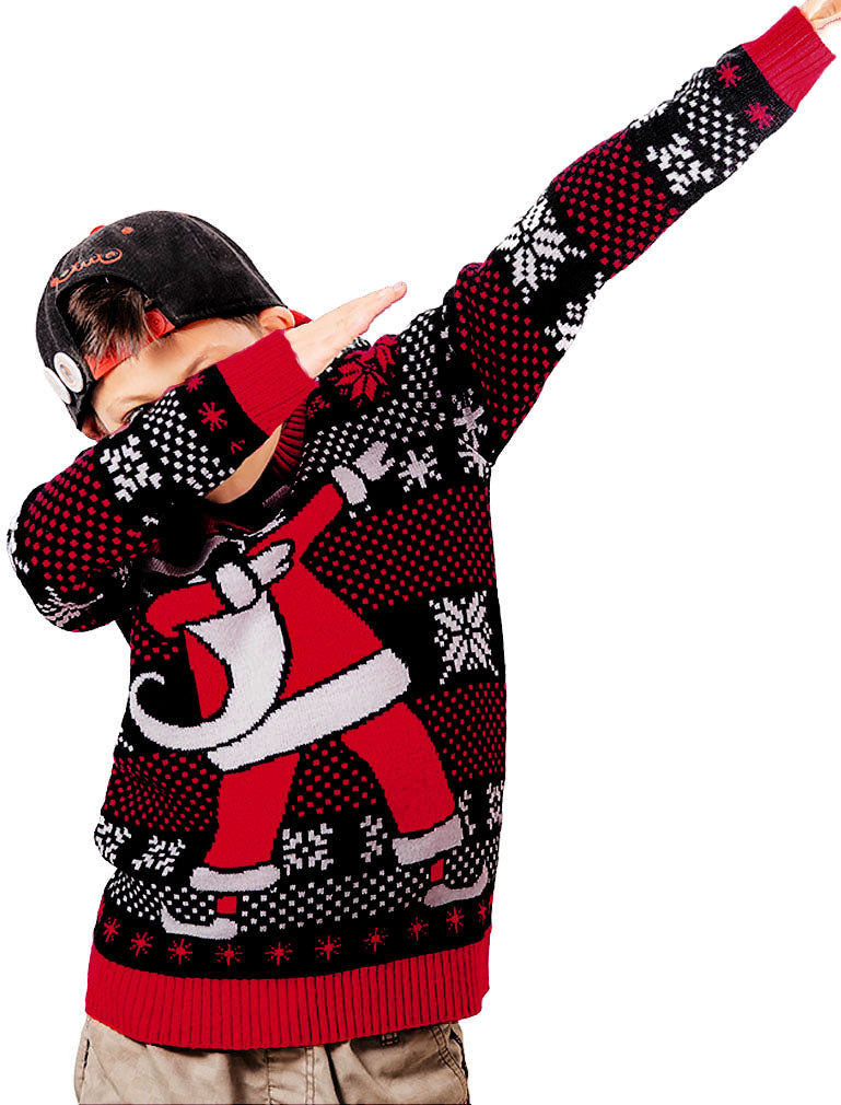 Weinachtspullover Kinder Strickpulli Dab Ugly Christmas Sweater Kids Sweater
