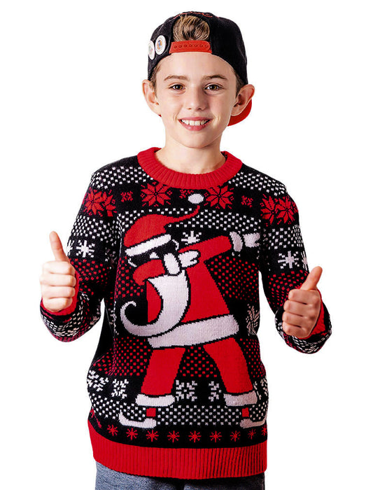 Weinachtspullover Kinder Strickpulli Dab Ugly Christmas Sweater Kids Sweater
