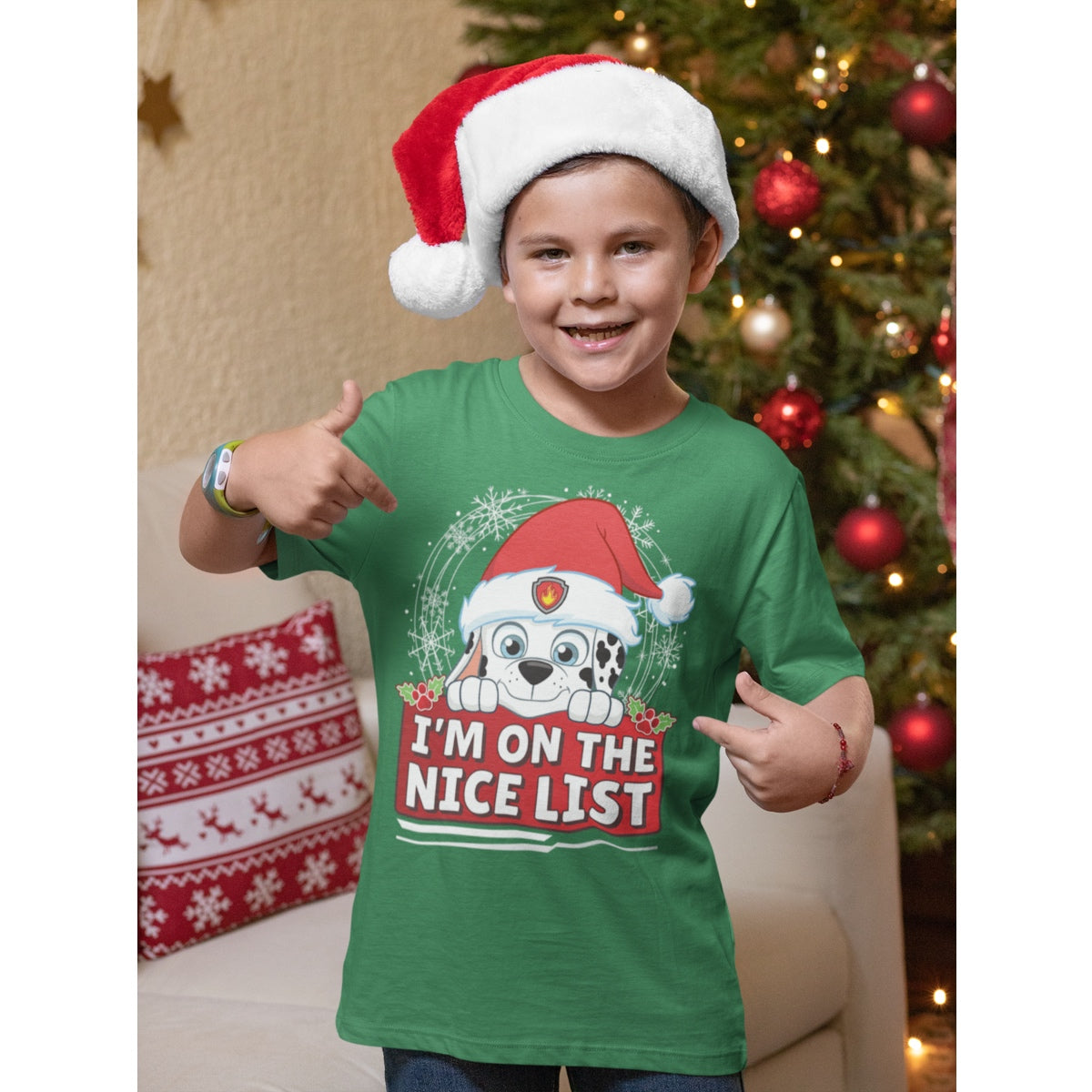 Paw Patrol Marshall Christmas I M On The Nice List Kinder Jungen T-Shirt