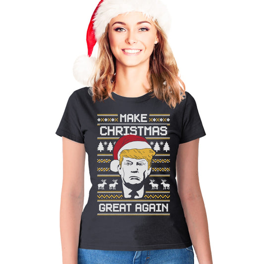 Trump Make Christmas Great Again Ugly Christmas Sweater Damen T-Shirt Slim Fit