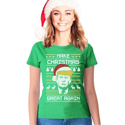 Trump Make Christmas Great Again Ugly Christmas Sweater Damen T-Shirt Slim Fit
