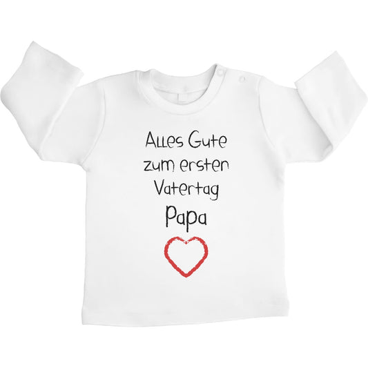 Alles Gute zum ersten Vatertag Papa Herz Unisex Baby Langarmshirt Gr. 66-93