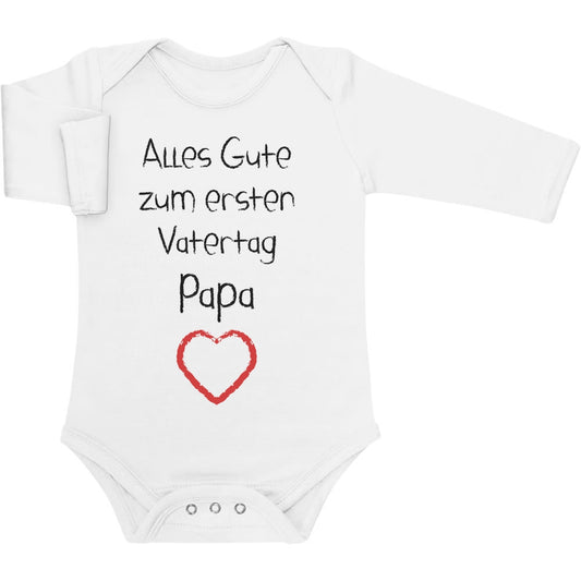 Alles Gute zum ersten Vatertag Papa Herz Baby Langarm Body