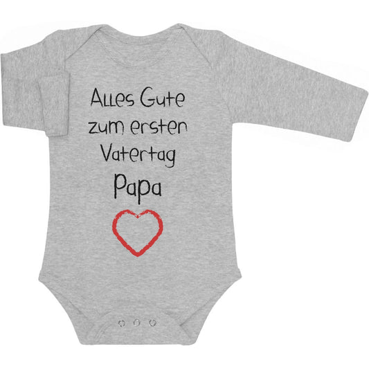 Alles Gute zum ersten Vatertag Papa Herz Baby Langarm Body