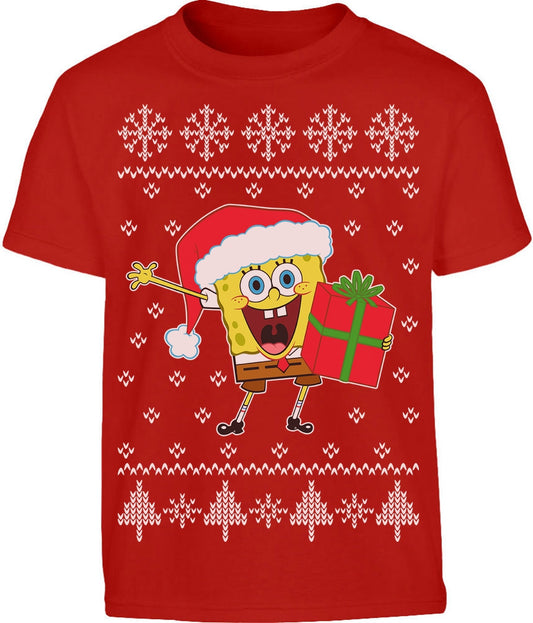 Ugly Christmas Spongebob Squarepants Weihnachtsmann Kinder und Teenager T-Shirt
