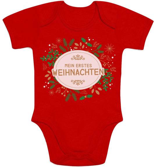 Mein Erstes Weihnachten im Weihnachtskranz Baby Body Kurzarm-Body