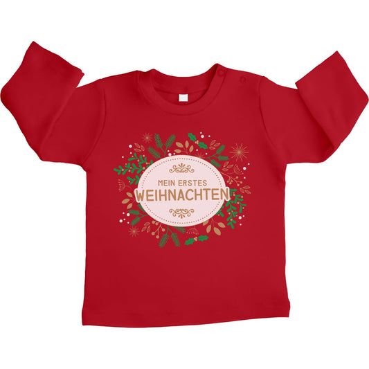 Mein Erstes Weihnachten im Weihnachtskranz Unisex Baby Langarmshirt Gr. 66-93