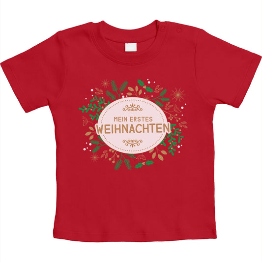 Mein Erstes Weihnachten im Weihnachtskranz Unisex Baby T-Shirt Gr. 66-93