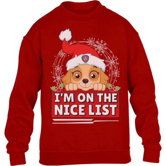 Paw Patrol Skye Ugly Christmas I'm On The Nice List Kinder Pullover Sweatshirt