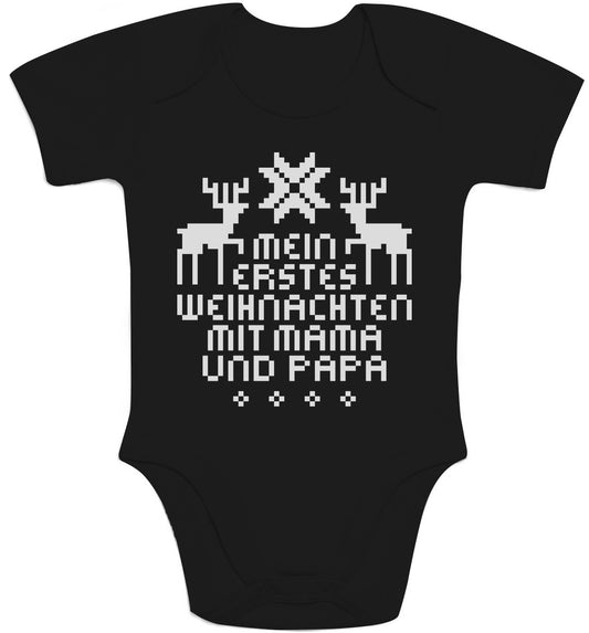 Mein Erstes Weihnachten Mit Mama und Papa Baby Body Kurzarm-Body