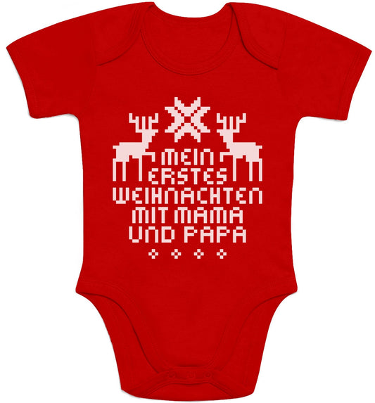 Mein Erstes Weihnachten Mit Mama und Papa Baby Body Kurzarm-Body