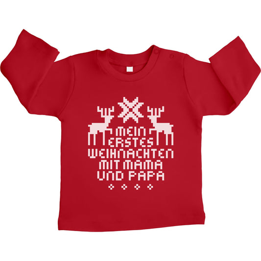 Mein Erstes Weihnachten Mit Mama und Papa Unisex Baby Langarmshirt Gr. 66-93