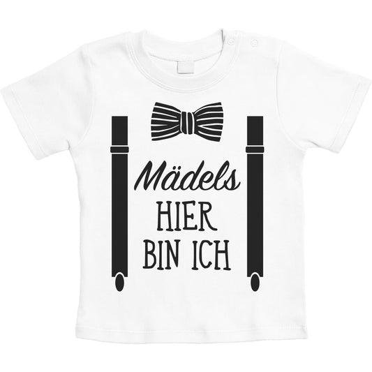 Mädels, Hier Bin Ich - Geschenk für Neugeborene Unisex Baby T-Shirt Gr. 66-93