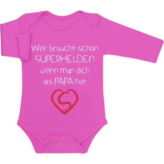 Wer Braucht SUPERHELDEN Wenn Man Dich Als Papa Hat Baby Langarm Body