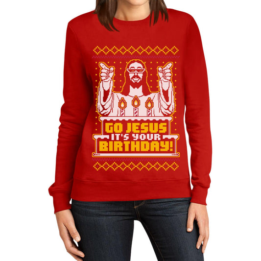 Weihnachtspullover Damen - Go Jesus It's Your Birthday Frauen Sweatshirt