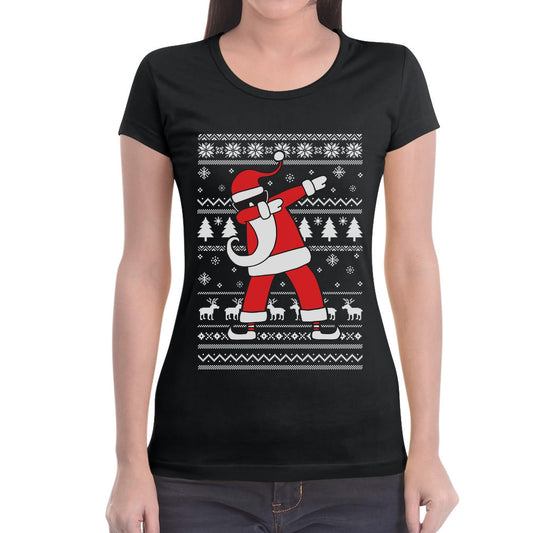 Weihnachten Shirt Dab vom Weihnachtsmann Damen T-Shirt Slim Fit
