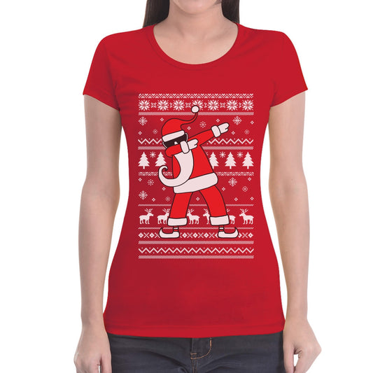 Weihnachten Shirt Dab vom Weihnachtsmann Damen T-Shirt Slim Fit