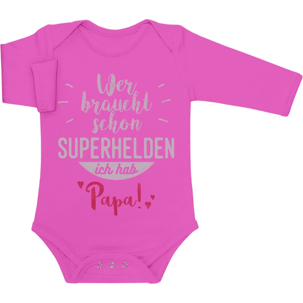 Wer braucht schon Superhelden ich hab Papa Baby Langarm Body