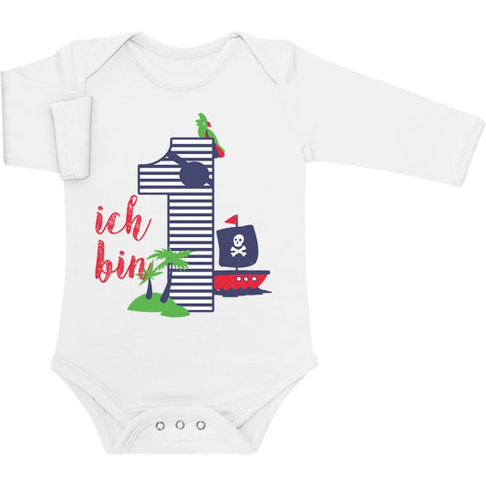 Ich bin 1 Jahr Piraten Geburtstag Geschenk Baby Langarm Body